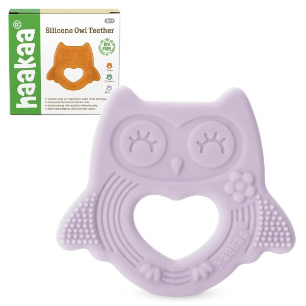 Silicone Owl Teether Lavender