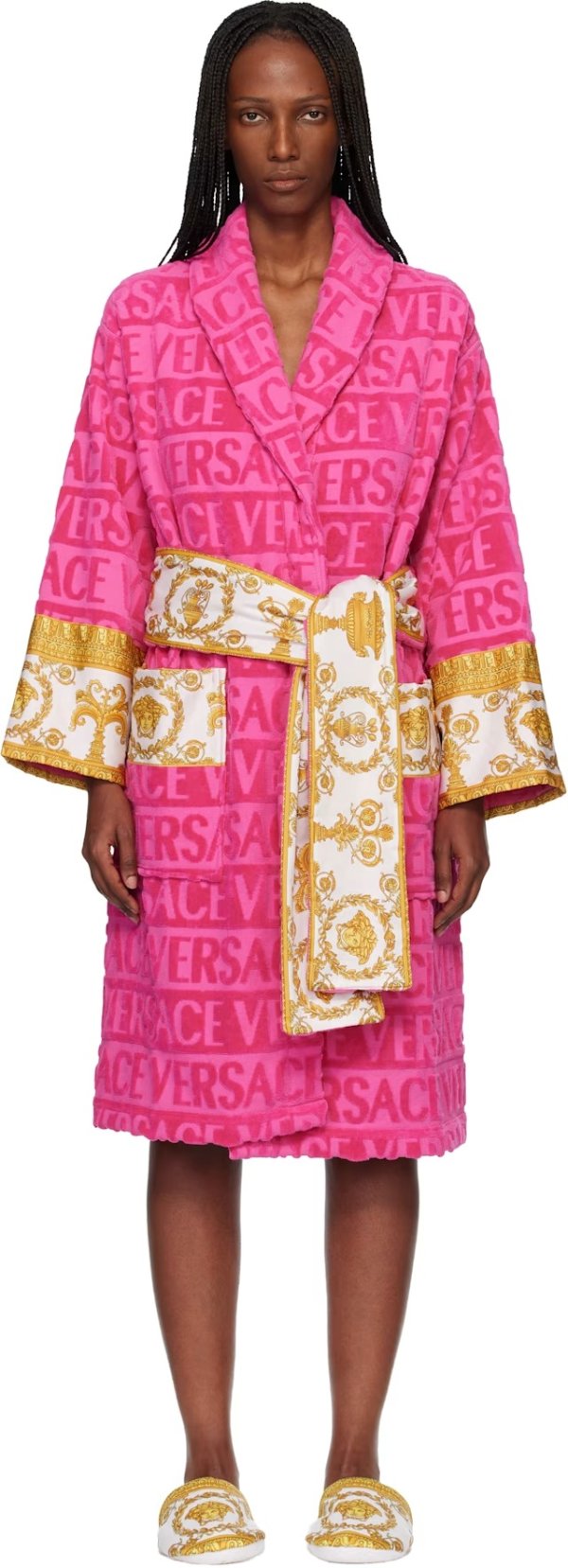 Versace I Heart Baroque 粉色浴袍