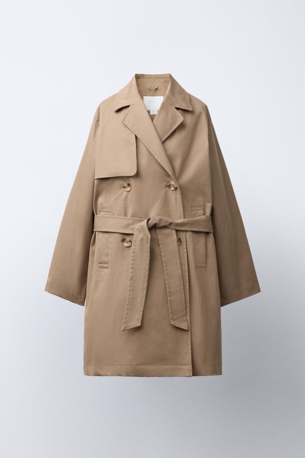 Long Belted Trench Coat Beige