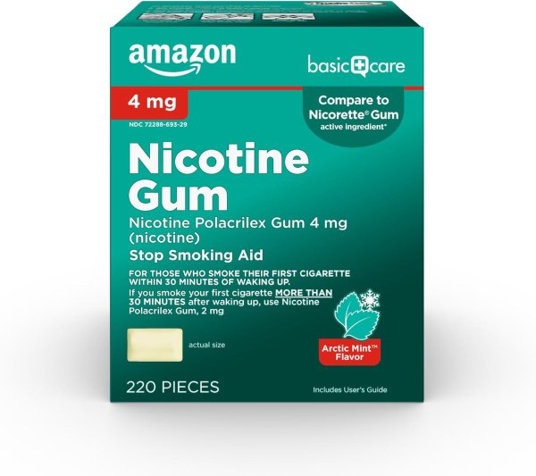 Amazon Basic Care 戒烟口香糖 4mg 220粒 薄荷味