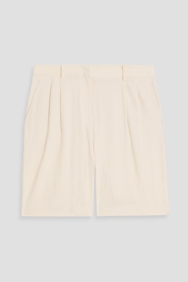 Lynie Pleated Linen-Blend Shorts