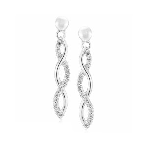 Silver 0.25 ct. Lab-Grown Diamond Dangle Earrings