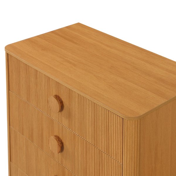 Beautiful Fluted 5 Drawer Dresser 48" Warm Honey