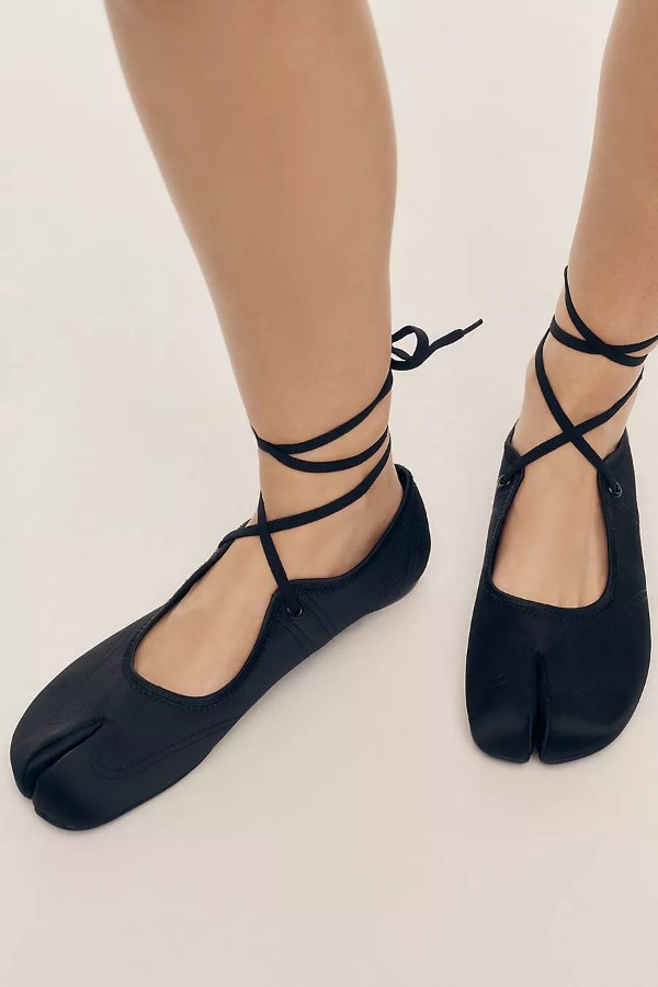  Saturna Satin Lace-Up Flats