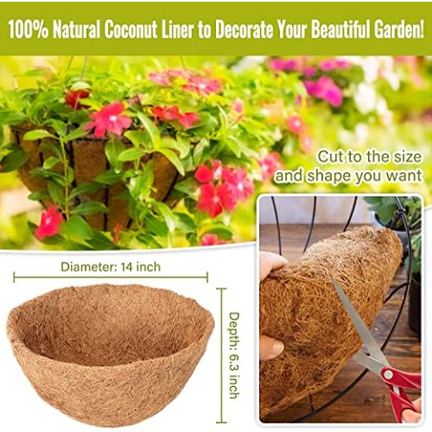 Legigo 14 Inch Coco Fiber Hanging Basket Liners 3 Pack