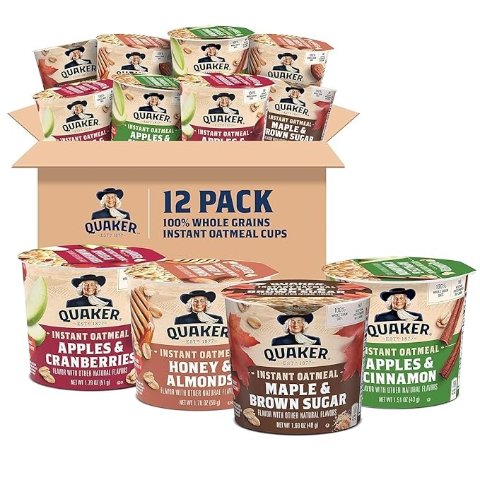  Instant Oatmeal Cups 4 Flavors 12 Pack