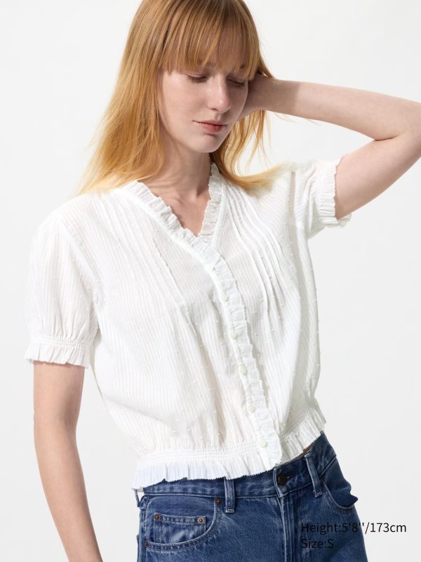 Women's Cotton V-Neck Blouse