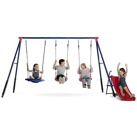 FunZone 4件套金属秋千 蓝红色