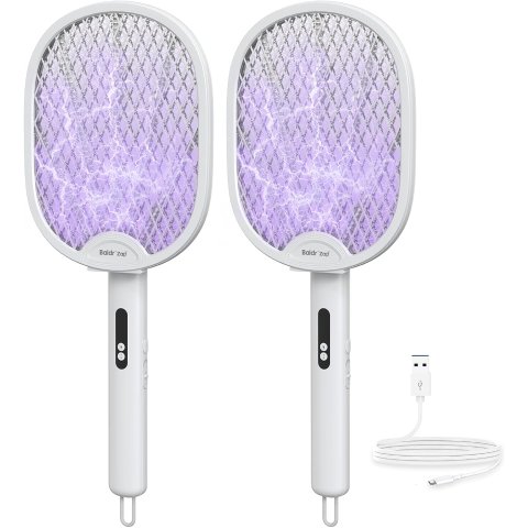 BALDR Electric Fly Swatter 2-in-1 Purple Lamp 2 Pack