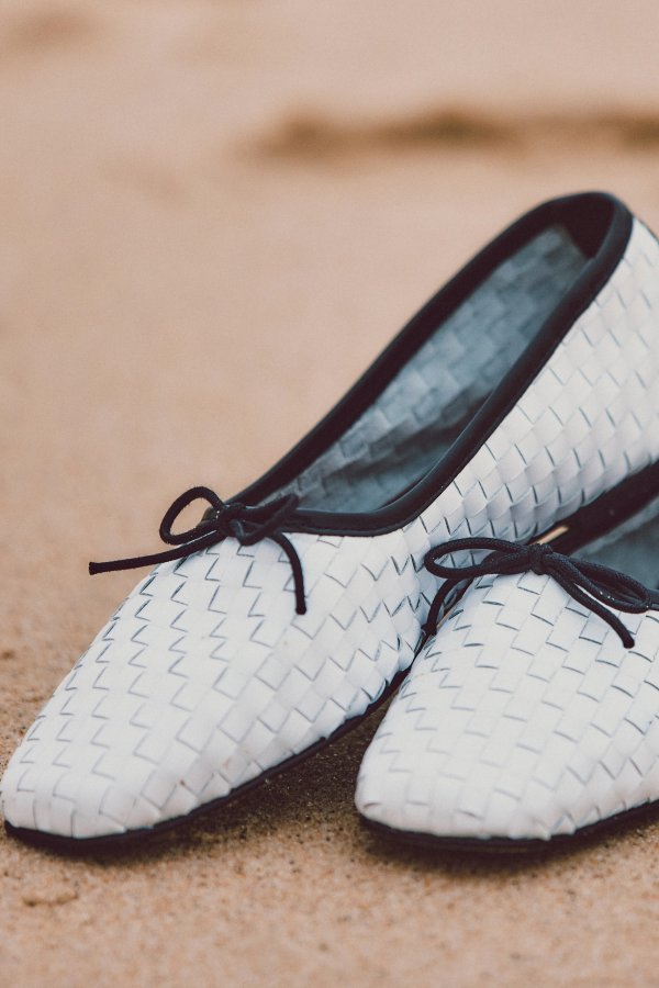 Jada Square Toe Ballet Flat White Woven