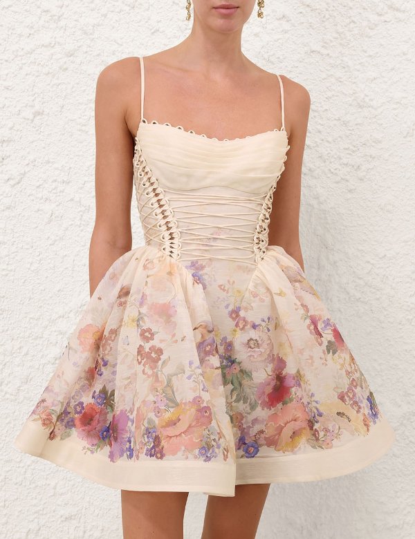 Zimmermann Alchemy Beaded Mini Dress Cream Floral
