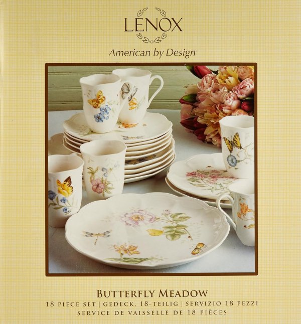 Lenox Butterfly Meadow Dinnerware Set 18-Piece White Porcelain