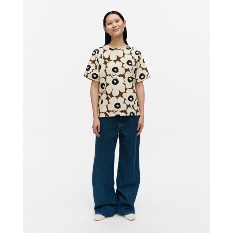 Marimekko Unikko T-shirt Beige Brown Black