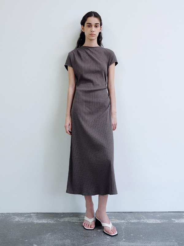 TIR Asymmetric Ribbed Cotton Dress 2 Colors