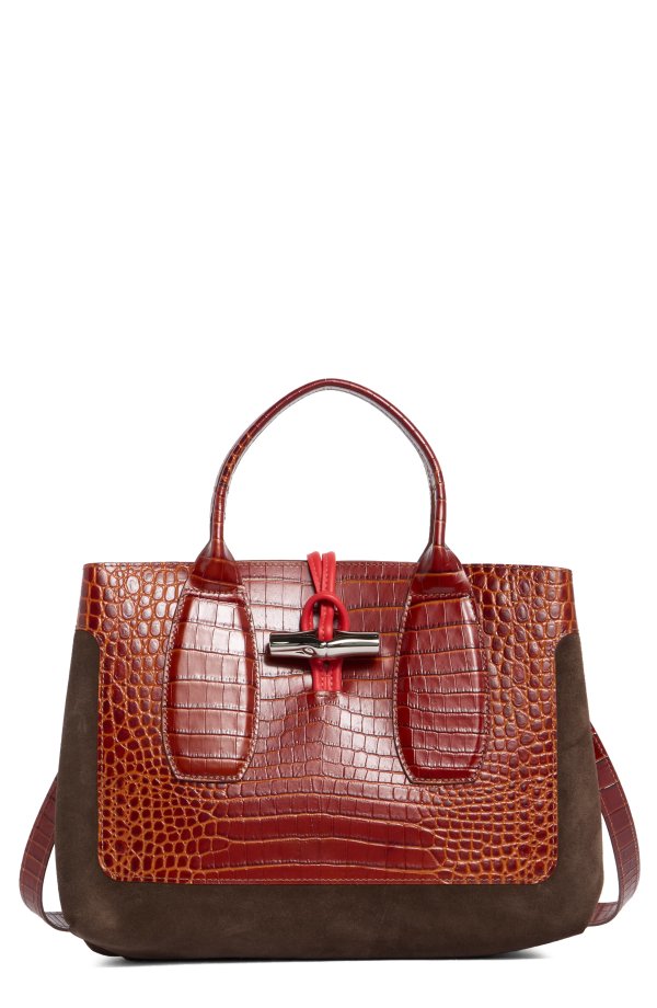 Le Roseau 中号拼接皮革手提包