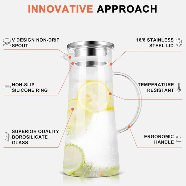 SUSTEAS 玻璃冷水壶 1.5L 带盖