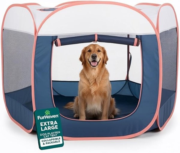 FurHaven Soft-Sided Pet Playpen Extra Large Navy