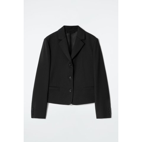 Short Wool Blazer Black