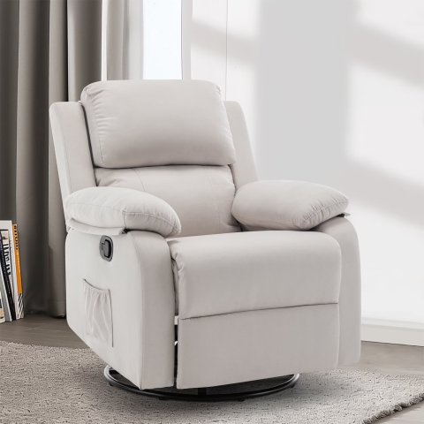 KORSER Swivel Recliner Chair 105-165° Linen Beige