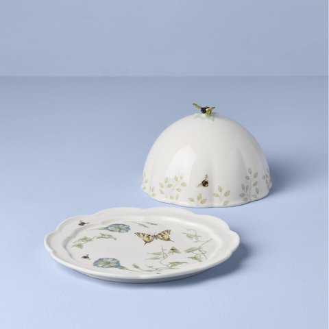  Butterfly Meadow Porcelain Covered Butter Dish White 1 Piece
