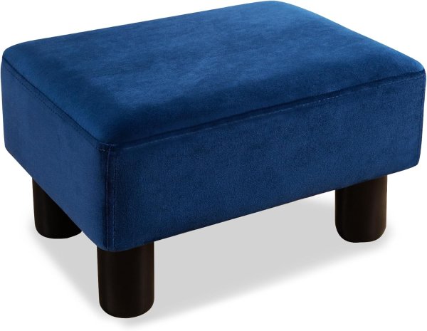 LUE BONA Velvet Rectangle Foot Stool Navy