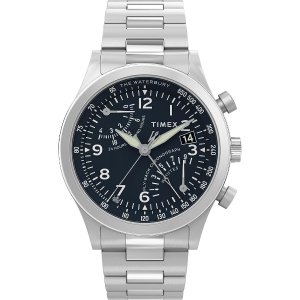 Timex Waterbury 男士腕表 42毫米 黑盘钢带