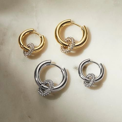 Amazon Essentials Hoop Earrings with Glass Circle