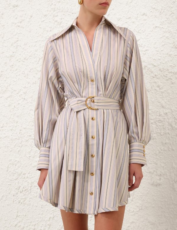 Zimmermann Mini Dress Blue Green Stripe