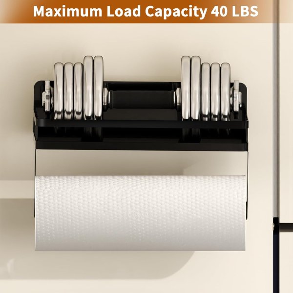 YIGII Black Magnetic Paper Towel Holder 2 Hooks