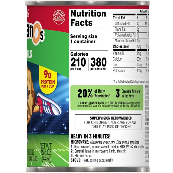 SpaghettiOs 足球造型肉丸意面 15.6盎司