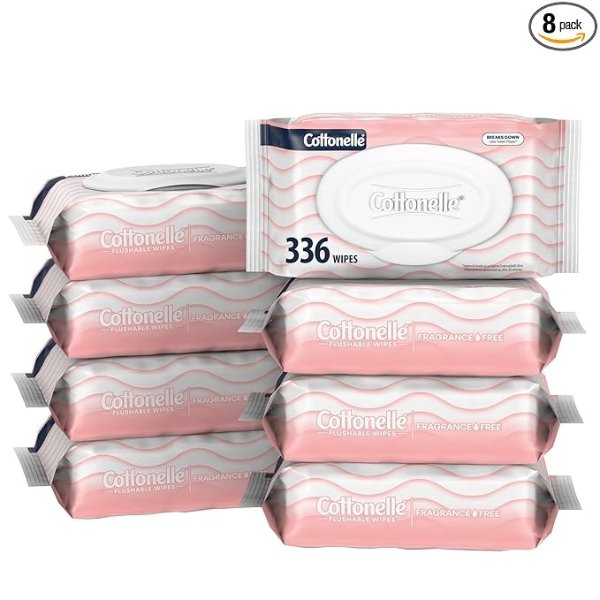  Fragrance Free Flushable Wipes 8 Packs