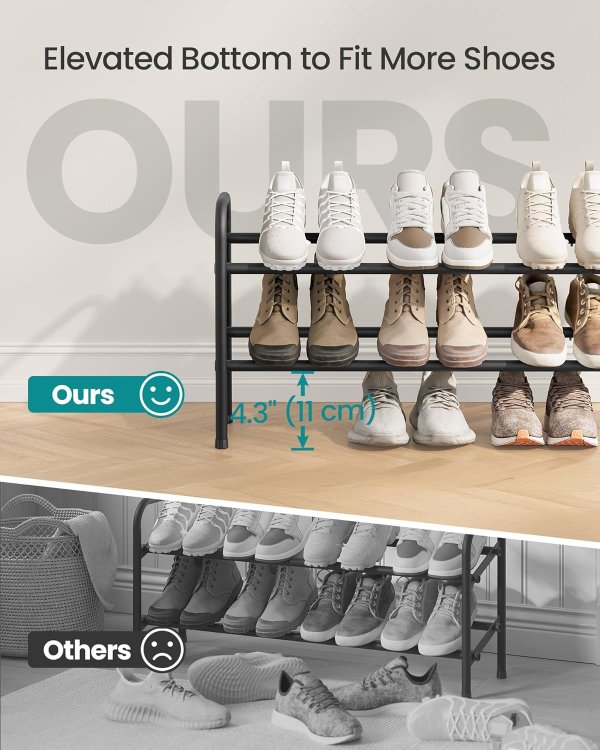 Expandable Shoe Rack 2-Tier Black