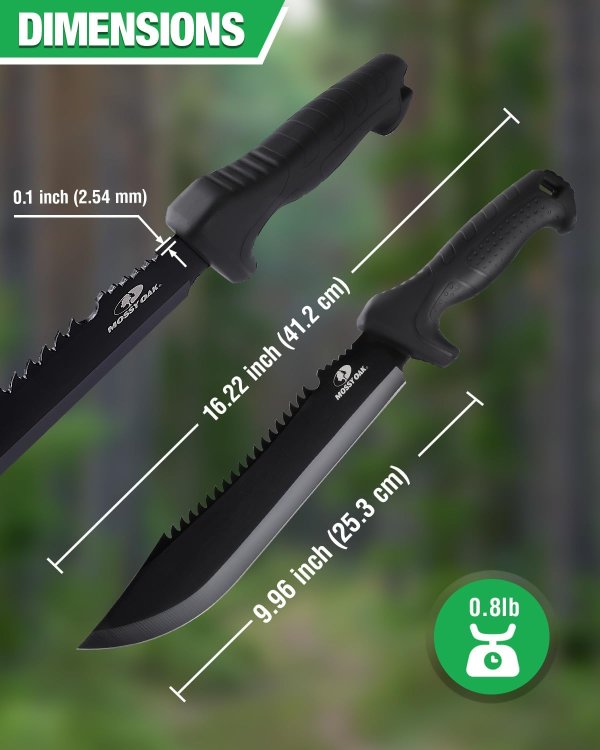 16 Inch Heavy Duty Dual-Edge Machete with Saw