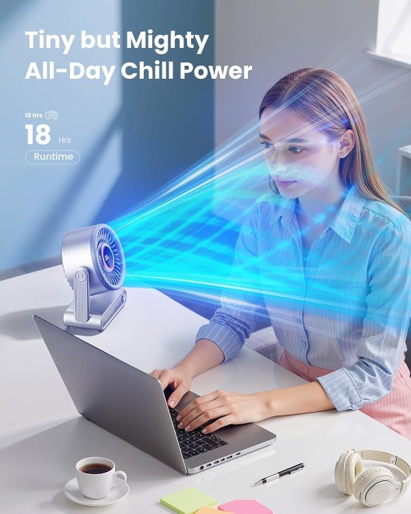 Gaiatop Portable Desk Fan 6000mAh Silver