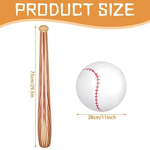 Lewtemi Inflatable Baseball Bat Set 3-Pack Wood Color