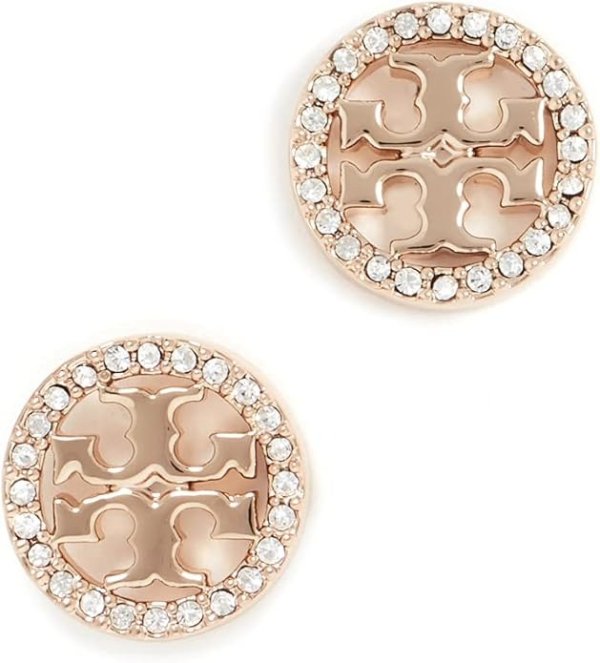 Tory Burch 圆形镶钻耳钉 