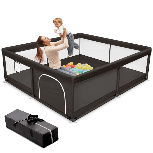 Babyeap Baby Playpen 50"x50" Black
