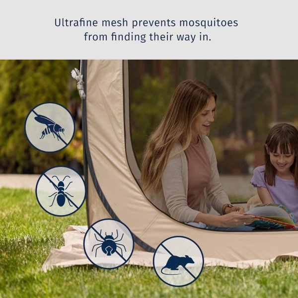 East Oak Pop Up Screen Tent 6x6 FT Mosquito Net Beige