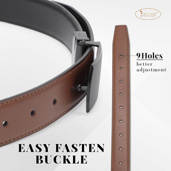JASGOOD Men's Leather Reversible Belt 1.3 Inch