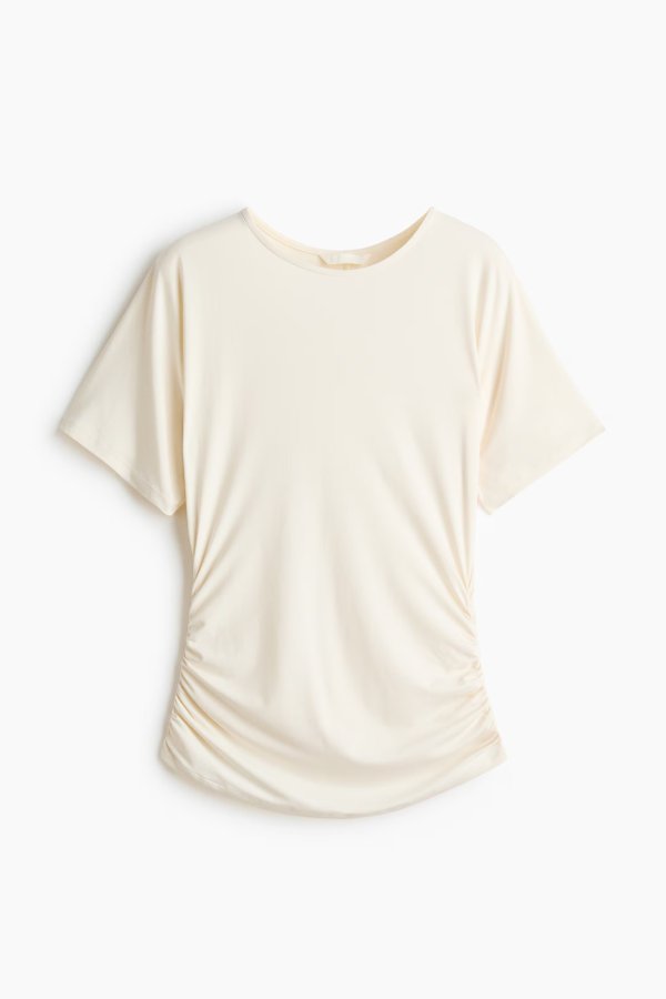  Women's Cream Draped Jersey Top