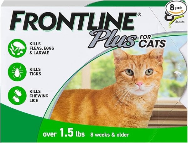 FRONTLINE Plus Flea & Tick Spot Treatment for Cats Green 8 Count