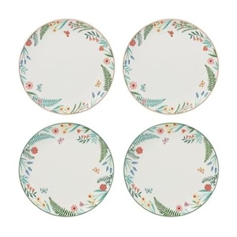  First Blooms Porcelain Floral Plates 4-Piece Set