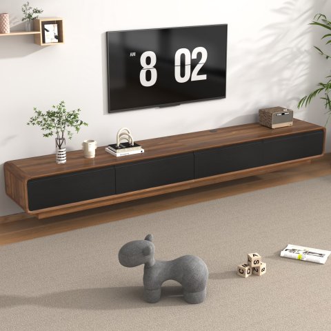Blotout 94.5" Floating TV Stand Walnut Black
