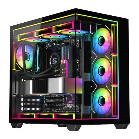 DIYPC IDX3 ATX Case 4 ARGB PWM Fans Black