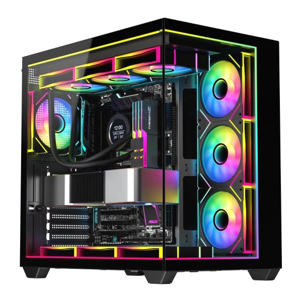 DIYPC IDX3 ATX Case 4 ARGB PWM Fans Black