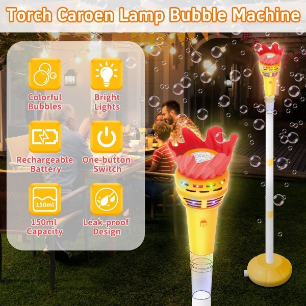 Infowush Kids Bubble Machine with Light Adjustable Height