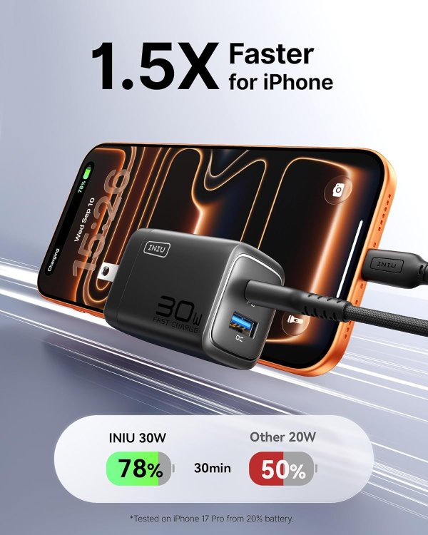 INIU 30W USB-C 快充充电器