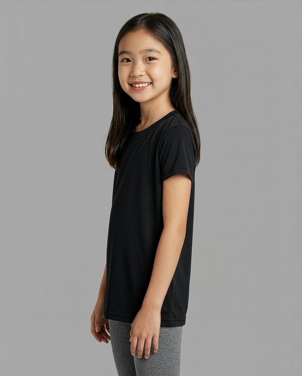 Real Essentials Girls Dry-Fit Short Sleeve T-Shirt 5 Pack