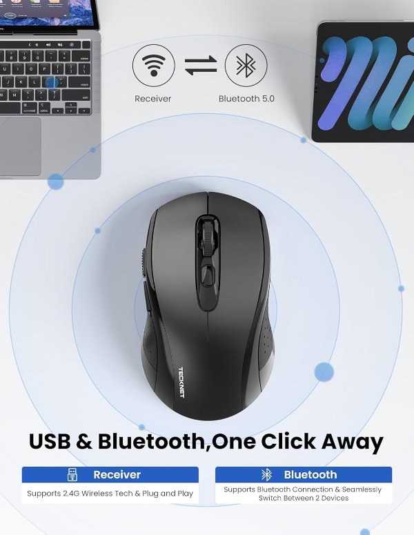 TECKNET Bluetooth Wireless Mouse 4000 DPI Silent
