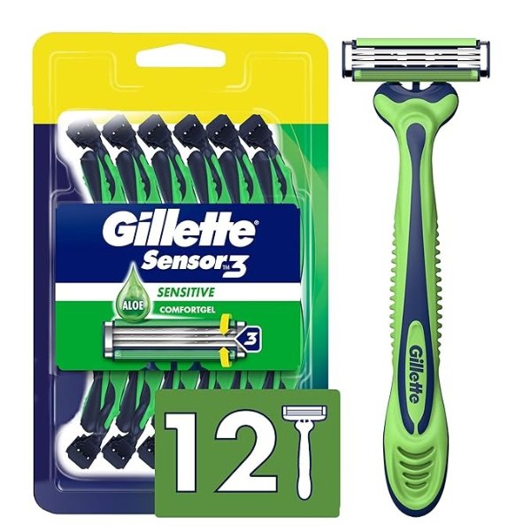 Sensor3 Men's Disposable Shaving Razors 12 Count